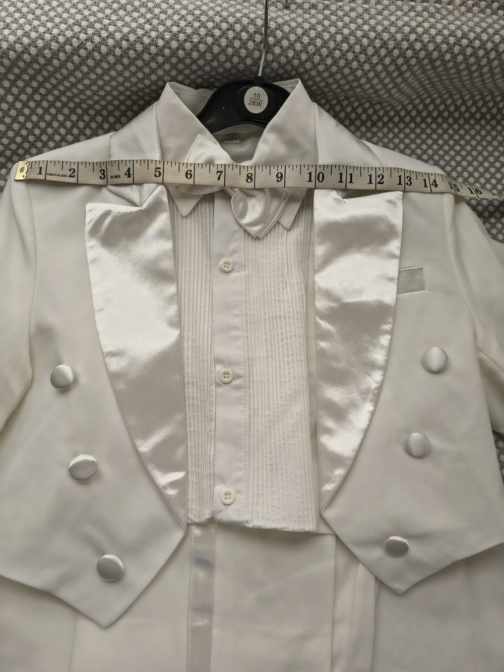 Boy's White Satin-Tuxedo Dress Shirt with Bow Tie Size 10
